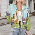 thumbnail image 3 of Jackets for Women Winter Coat Jackets Flannel Stand Collar Jacket(Cute Animals in Spring Garden,Size:S-4XL), 3 of 7