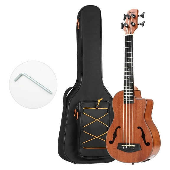 Batking Ubass Electric Ukulele Bass, 30 inch Baritone Bass Ukulele Fretted, Electric Acoustic Bass Uku Wtih Gig Bag and Steel Strings
