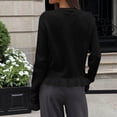 thumbnail image 6 of Liuinsasek Knit Cardigan for Women Solid Color Long-Sleeve Crew-Neck Button-Up Ruffled Knit Cardigan Casual Cute Sweaters Fall Winter Outfits, 6 of 7