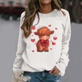 thumbnail image 2 of SHBYBY Womens Valentines Day Sweatshirts Cute Cow Print Crew Neck Winter Pullover Tops Long Sleeve Sports Casual Loose Warm Womens Blouses White XXL, 2 of 4