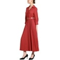 thumbnail image 4 of INSPIRE CHIC Women's Dress Pleated 3/4 Sleeves Collared V Neck Belted Maxi Dresses L Red, 4 of 6