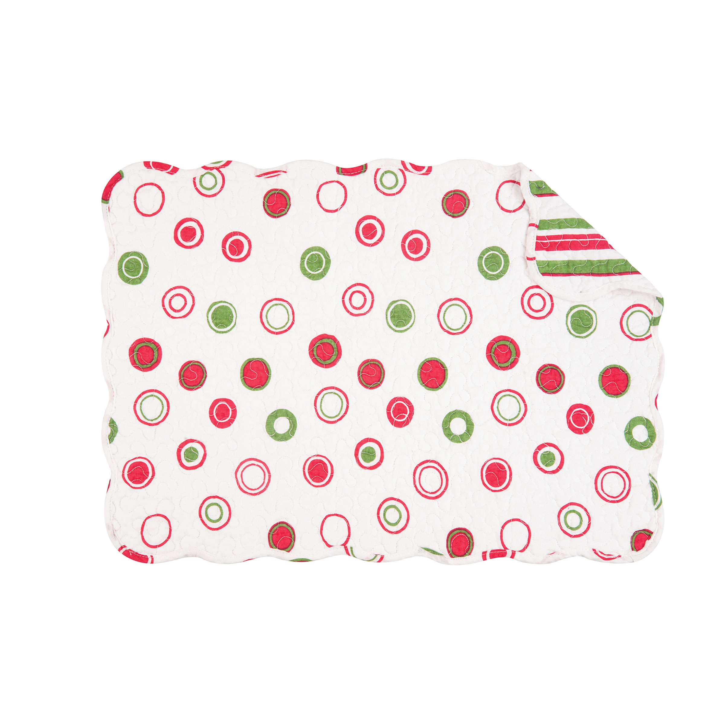 Holiday Placemat Set of 6 Bubbles Red Green Christmas Place Table Mats