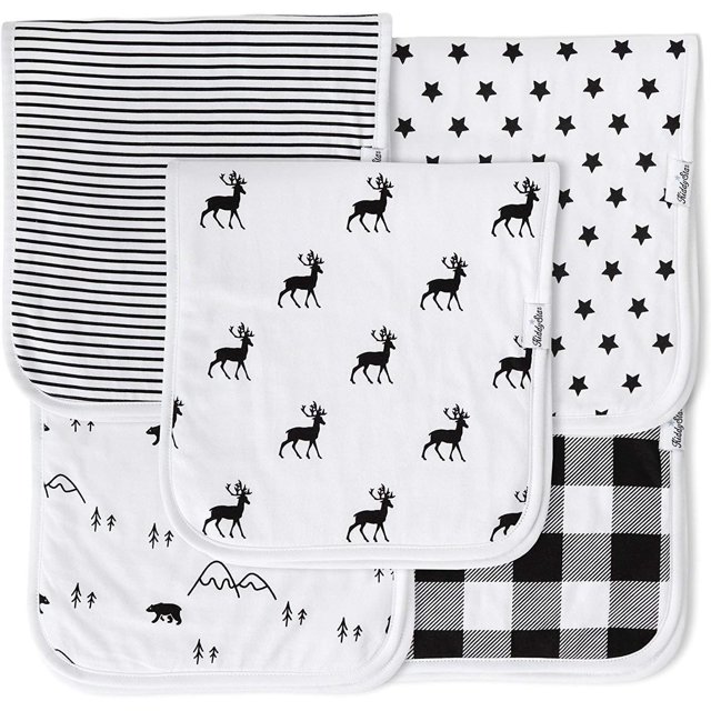 Kiddystar Paños Para Eructar De Algodón Orgánico, Paquete De 5 Toallas Para Bebé, Grandes, 21 X 10 Pulgadas, Toalla Para Eructar Suave Y Absorbente Para Recién Nacidos (Gris 2)
