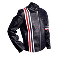 thumbnail image 4 of HIDE CRAFTS Mens Black Leather Biker Jacket, Fully Lined, USA Flag Back, Red White Blue Accents (US, Alpha, X-Large, Regular, Regular, Black), 4 of 7