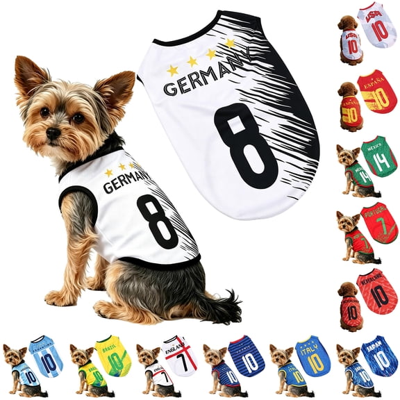 Small Dog Shirt, Mexico Dog Outfit, Number 14 Dog Shirt, Soccer Fan Dog, 1Pc Breathable Mesh Sleeveless Pet Top for Casual Daily Wear and Sports Events