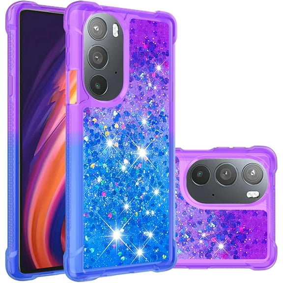 HCTian Case for Motorola Moto Edge Plus 2022, Premium Stylish Gradient Bling Quicksand Sparkle Shiny Glitters Fashion Shockproof Cover Case for Motorola Moto Edge Plus 2022