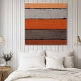 thumbnail image 4 of Orange Wooden Wall Art Painting on Canvas, Grey Stripe Gradient Country Rustic Grain Canvas Art Home Prints Wall Art Framed Modern Artwork for Living Room Bedroom Wall Decor 20x20in, 4 of 9