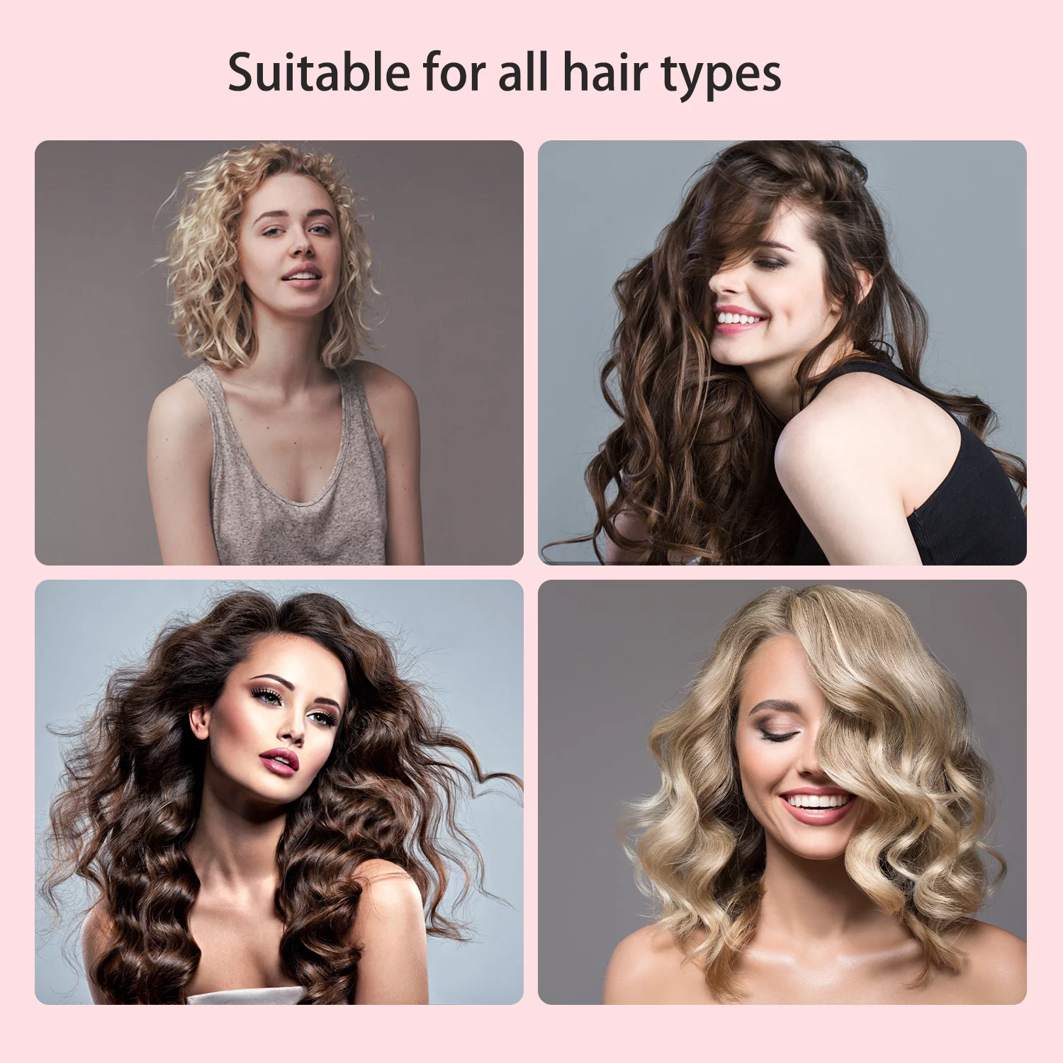 3 BARREL CURLING IRON WAND, JUNGLE WAVE 1″ CERAMIC TRIPLE BARRELS HAIR CRIMPER WITH LCD DISPLAY, GIFT FOR MOTHER’S DAY, PINK