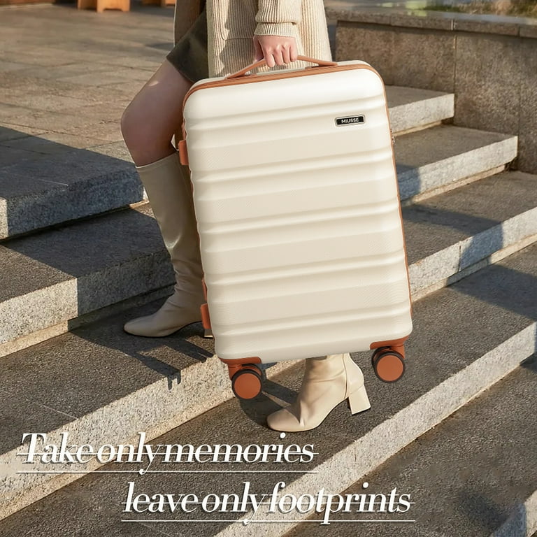 MIUSSE 5 Piece Hardshell Luggage Set, TSA Lock, White, Expandable
