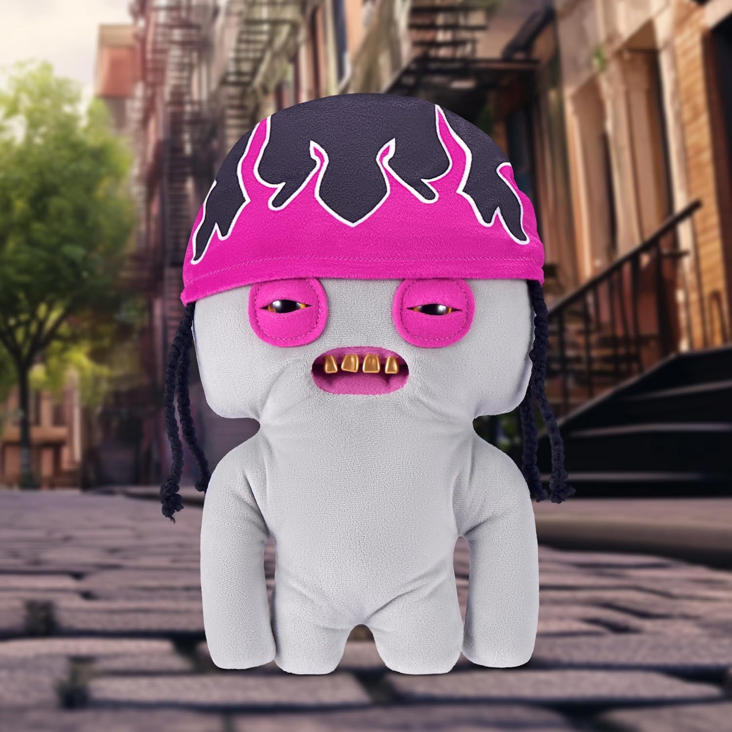 Fuggler Fugg Life 9 inch Plush Toy (Squidge Grey) by ZURU - Funny Ugly Monster Cuddly Toy with Human-Like Teeth