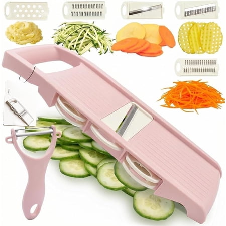 Handheld Mandoline Slicer for Kitchen Vegetable Slicer Multi Blade Potato Chip Veggie shredder Vegetable Cutter Julienne Shredder and peeler For Small Job In Kitchen Blue