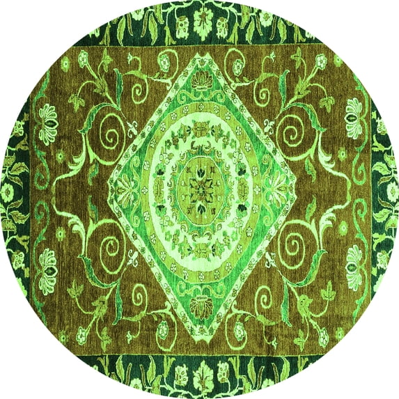Ahgly Company Indoor Round Persian Green Traditional Area Rugs, 3' Round