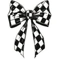 thumbnail image 2 of Chic Women's Cotton Round Neck Tee – Black Short Sleeve Top with White Checkered Bow Print for Every Occasion, 2 of 6
