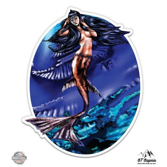 Mermaid - 3" Vinyl Sticker - For Car Laptop I-Pad Phone Helmet Hard Hat - Waterproof Decal