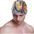 thumbnail image 2 of FYBTO Swimming Cap Watercolor Owl Colorful Bird Unisex Adult FYBTO Polyester, 2 of 4