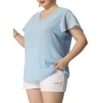 thumbnail image 4 of Agnes Orinda Women's Plus Size Summer Tops V Neck Flare Sleeve Swiss Dots Blouse 2X Sky Blue, 4 of 7
