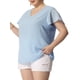thumbnail image 4 of Blusa de verano de talla grande para mujeres Agnes Orinda, con escote en V, mangas acampanadas y puntos suizos, 3X, azul cielo, 4 of 7