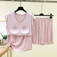 thumbnail image 4 of Tqcoqu Women's Striped 2 Piece Pajama Set,V Neck Sleeveless with Built In Bra Tank Top & Elastic Waist Shorts,Soft Loungewear Sleepwear Outfit Set,Pink Women's XL-XXL, 4 of 5