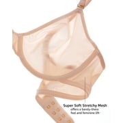 Women's Cosnufy Sheer Balconette Bra Demi Unlined Plunge Mesh See Through Sexy Bras Underwire