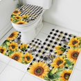 thumbnail image 3 of Sunflower Bee Bath Mat 3 Piece Bathroom Rug Set, Black Buffalo Plaid Botanical Leaf Floral Non Slip Bath Rug Contour Mat and Toilet Lid Cover, Absorbent Shower Mats Soft Bath Rugs and Mats Sets, 3 of 8