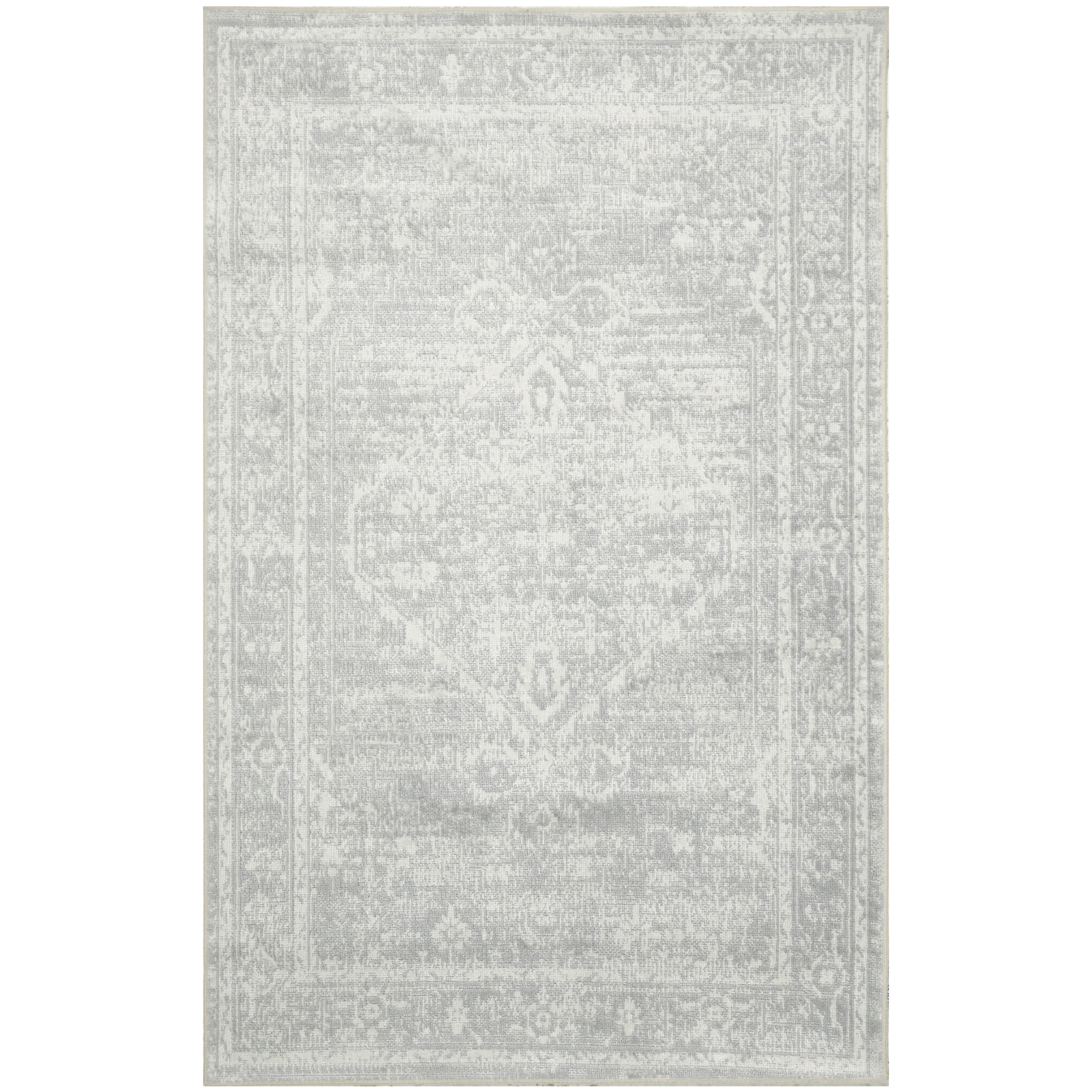 Nourison Astra Machine Washable 2' x 3' Light Grey Vintage Indoor Rug