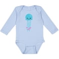 thumbnail image 3 of Inktastic Blue Jellyfish, Cute Jellyfish With Pink Ribbons Girls Long Sleeve Baby Bodysuit, 3 of 5