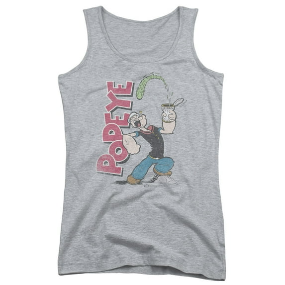 Popeye Spinach Power Junior Women's Tank Top Athletic Heather