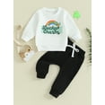 thumbnail image 2 of Bslissey Toddler Baby Boys Ireland Festival Outfits Long Sleeve Shamrock Letter Print Sweatshirt + Elastic Waist Pants 6M 12M 18M 24M 3T Infant Casual Long Pants Set, 2 of 10