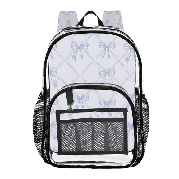 ALAZA Clear Backpack Bows Checkered Blue PVC Transparent BookBag