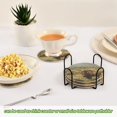 thumbnail image 3 of 6 Pcs Drink Coasters with Holder 3.94in Woven Coasters for Drinks Buffalo Herd Oil Painting Coaster Set for Protection Table, 3 of 7