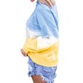thumbnail image 3 of QAFOPEH Women Contrast Color Gradient Printed V Neck Long Sleeve Top, 3 of 5