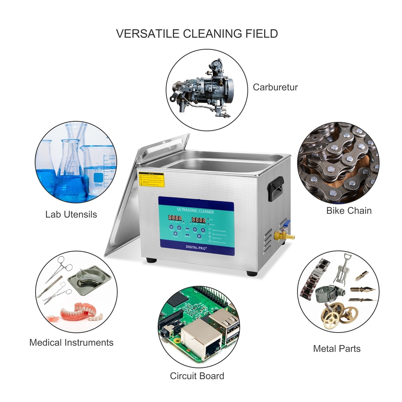 360W Ultra Cleaner With Digital Time , 15L Professional 40kHz Retainer Denture And Jewelry Cleaner Home Appliances