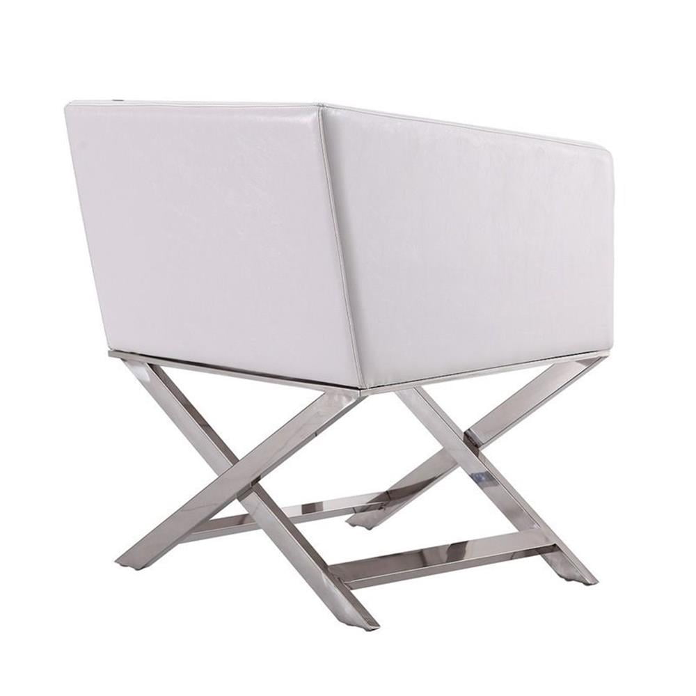 Manhattan Comfort HollyWood Faux Leather Accent Lounge Chair in White