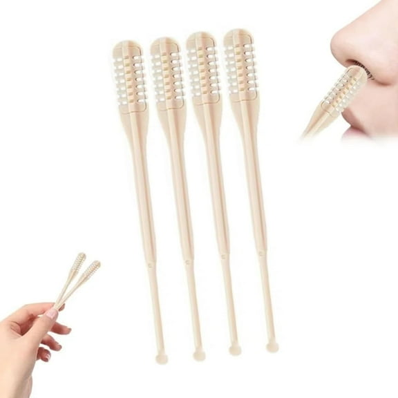 LQQBOX Nasal Hair Cutter, Manual 360° Rotating Nose Hair Trimmers, 2 in 1 Noses Hairs Knife with Earpick, Portable Double Sided Nostril Hairs Remover Tool for Men Women Travel Essentials (4pcs)