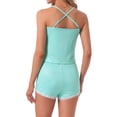 thumbnail image 3 of INSPIRE CHIC Womens Pajamas Set Lace Trim Bow Camisole Soft Tank Top and Shorts Loungewear 2026 Sleepwear 2 Pcs L Green, 3 of 6