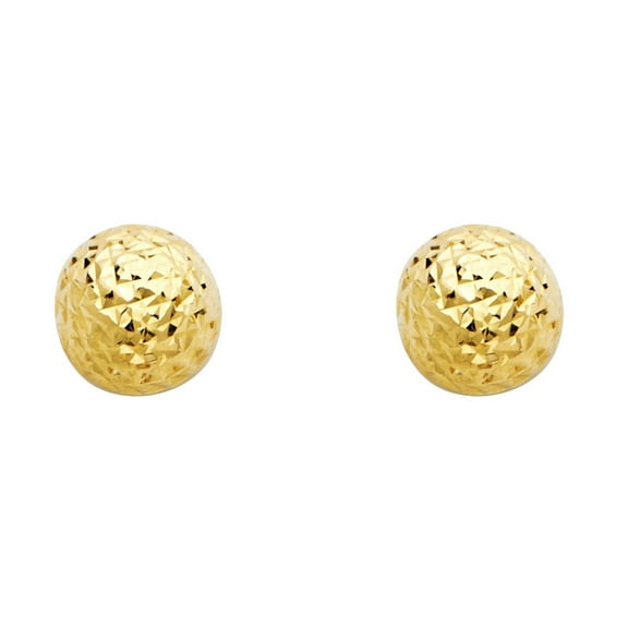 14k Yellow Gold Faceted Half Ball Stud Sphere Disco Round Earrings Jewelry Female Unisex