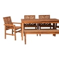 thumbnail image 4 of Walker Edison 6-Piece Chevron Outdoor Patio Dining Set in Brown, 4 of 8