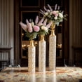 thumbnail image 2 of Vintage Gold & White Floor Vase Set (3-Piece) – 32/28/24 Inch Tall Metal Decorative Vases for Living Room Entryway | Trendy Home Decor Centerpieces, 2 of 8