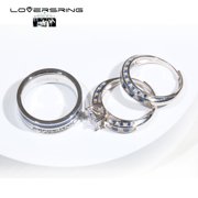 Adjustable size Wedding Ring Sets His And Hers Couples Women 925 Sterling Silver Blue Cz Man Titanium Wedding Bands