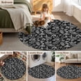 thumbnail image 5 of Small Round Rug 3Ft Washable Non-Slip, Dandelion Circle Area Rugs for Living Room Bedroom, Modern Minimalist Abstract Flowers Black Indoor Floor Mats Carpet Runner for Home Decor, 5 of 8