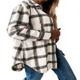 thumbnail image 4 of Femmes à Carreaux Shacket Chemise Manches Longues Chemisiers Oversized Tops, 4 of 6
