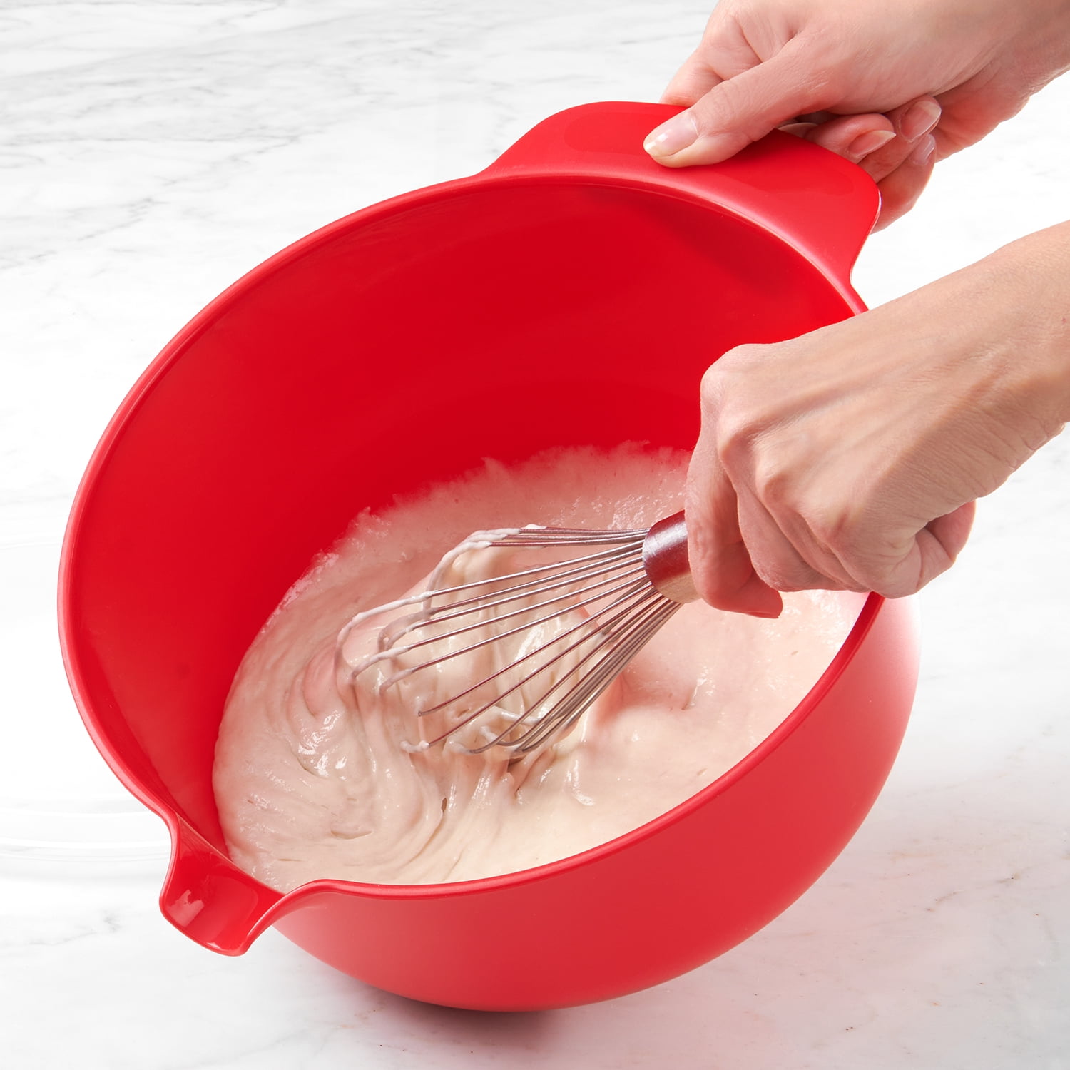 Mainstays 5QT Non-Skid Mixing Bowl with Lid, Red