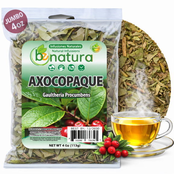 Axocopaque Herbal Tea (4 oz) - 100% Natural Gaultheria Mexican Leaves - Authentic Traditional Loose Leaf Tea from Mexico - Caffeine-Free, Non-GMO, Vegan - Farm-Grown Herbs by BEXPERTSUSA
