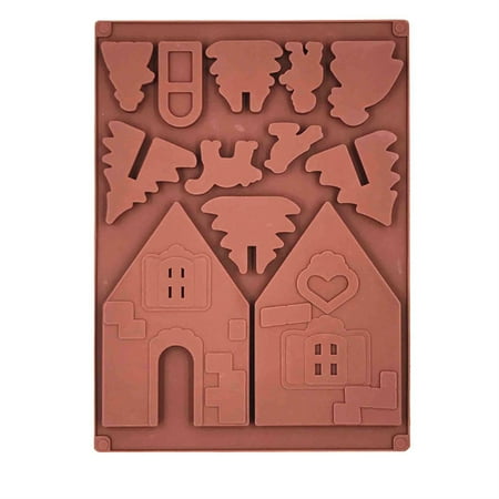 

ELENXS 2 PCS House Molds Christmas Style Non-stick Baking Cake Moulds DIY Craft Silicone Washable Kitchen Candy Makers