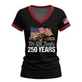 thumbnail image 5 of YVNAURA Women's 250th Anniversary V Neck T Shirt America 250 Semiquincentennial 1776-2026 USA Flag Patriotic Tee Family Heritage Gift for Mom Wife 4th of July, Black, L, 5 of 9