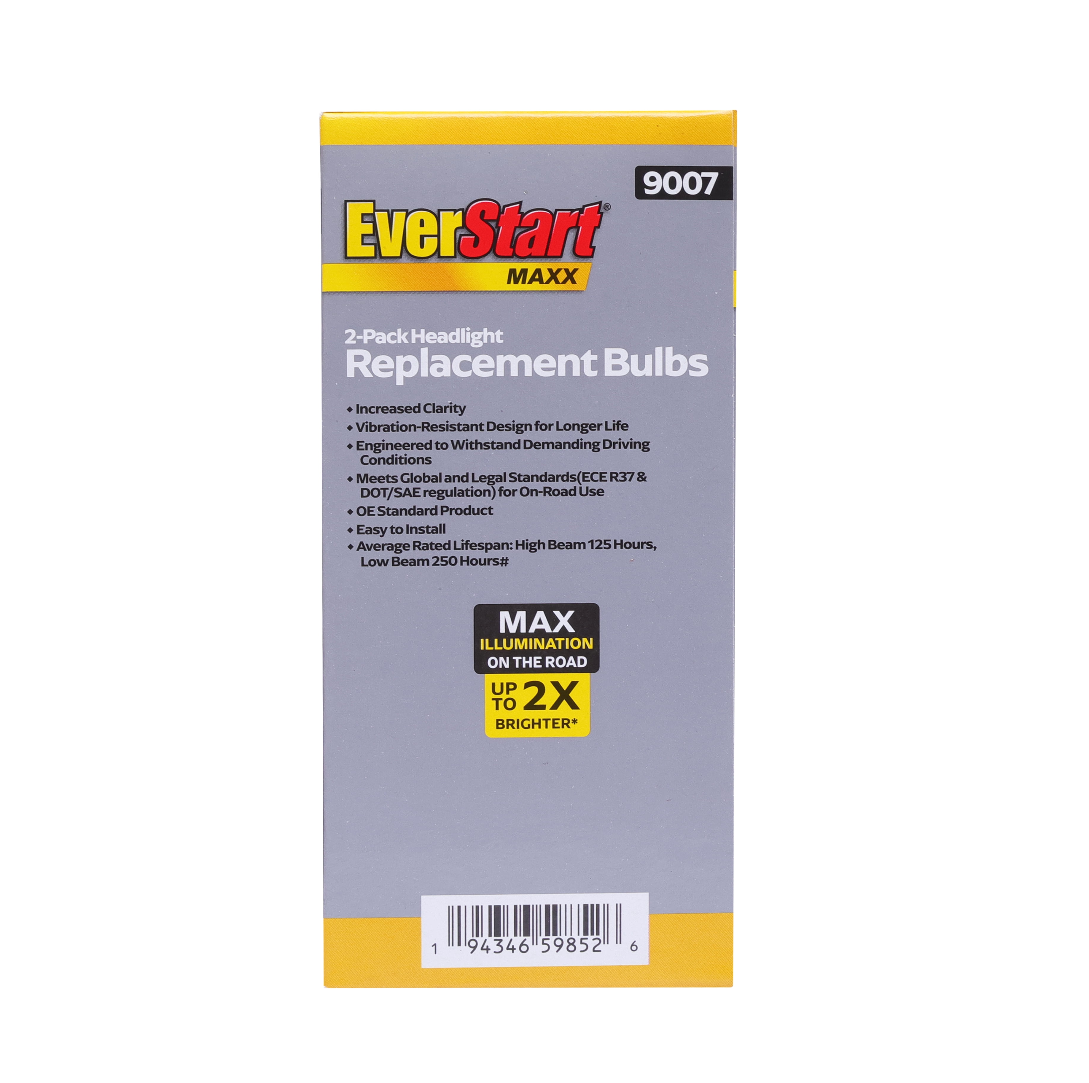 EverStart Maxx 9007 Halogen Headlight Bulb, 2 Pack, Compatible with Multiple Cars