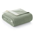 thumbnail image 4 of Chenille Waffle Knit Throw Blanket Reversible Bedding Blanket,50" X 60",Sage Green, 4 of 6
