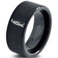 thumbnail image 1 of Tungsten Emperor King Penguin Standing Band Ring 9mm Men Women Comfort Fit Black Flat Cut Brushed Polished, 1 of 4