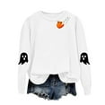 thumbnail image 5 of mgoYE Women Halloween Shirt Halloween Sweatshirts for Women Ghost Pumpkin Long Sleeve Shirt Graphic Tees Fall Pullover Tops(White,L), 5 of 5
