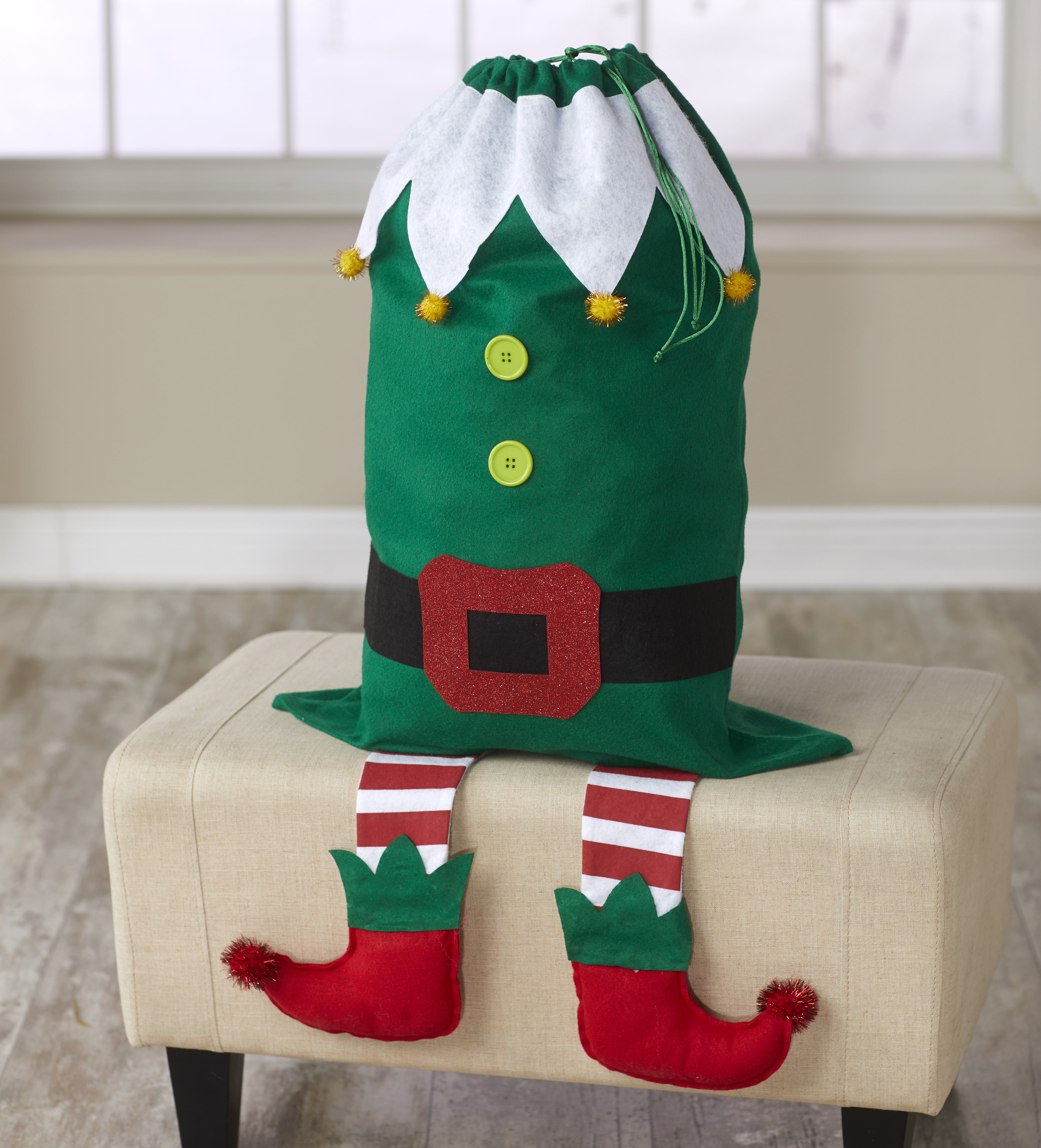 Giant Christmas Sack Santa or Elf with Legs Gifts Kids Festive Xmas Fun 